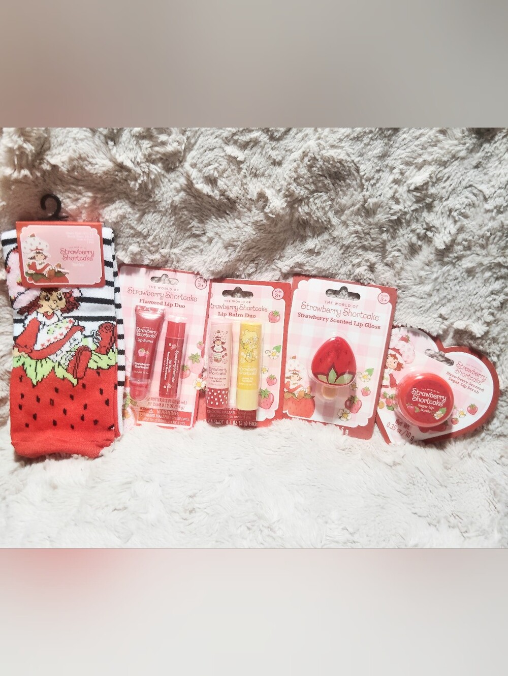 BUNDLE OF 5!! NEW!! Strawberry Shortcake Lip Care & Socks